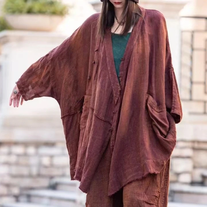 原创麻依者亚麻斜襟盘扣上衣2023夏1035【新款】