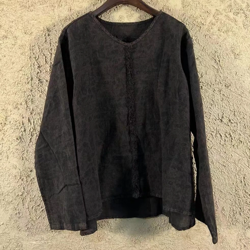 麻依者亚麻圆领套头衫2023夏955