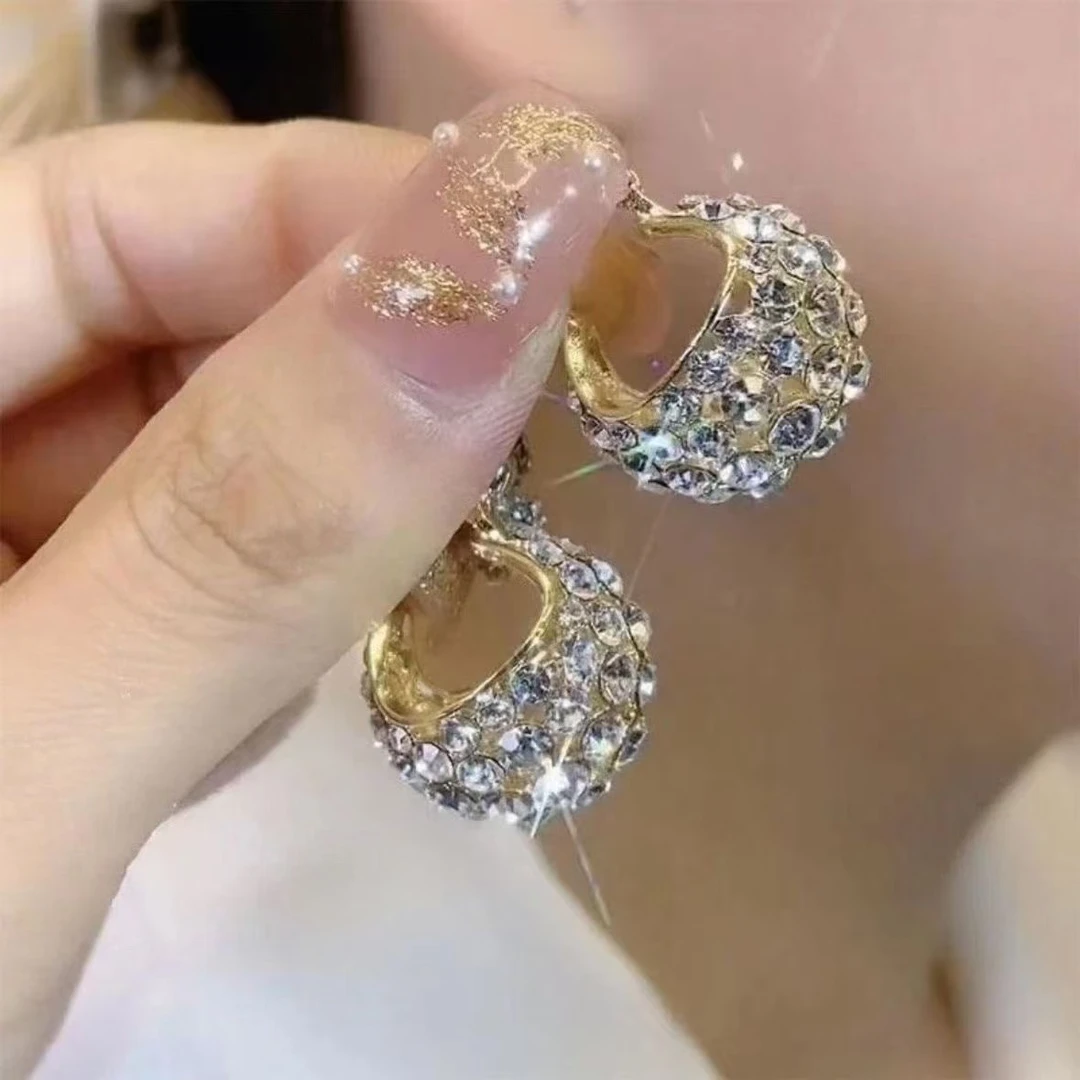 铜合金耳饰 时尚满镶摇篮耳环高级感气质百搭耳环-311