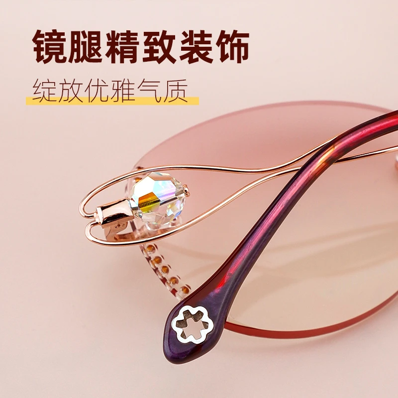 【时尚高档】老花镜女士高清防蓝光中老年保护眼睛无框切边88031