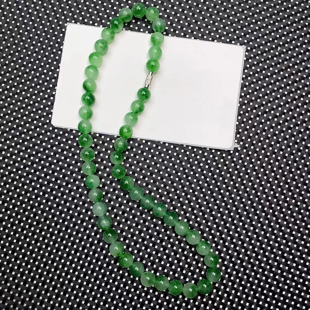 [聚小石]A858白底飘绿项链10M设计轻奢时尚手链手串项链