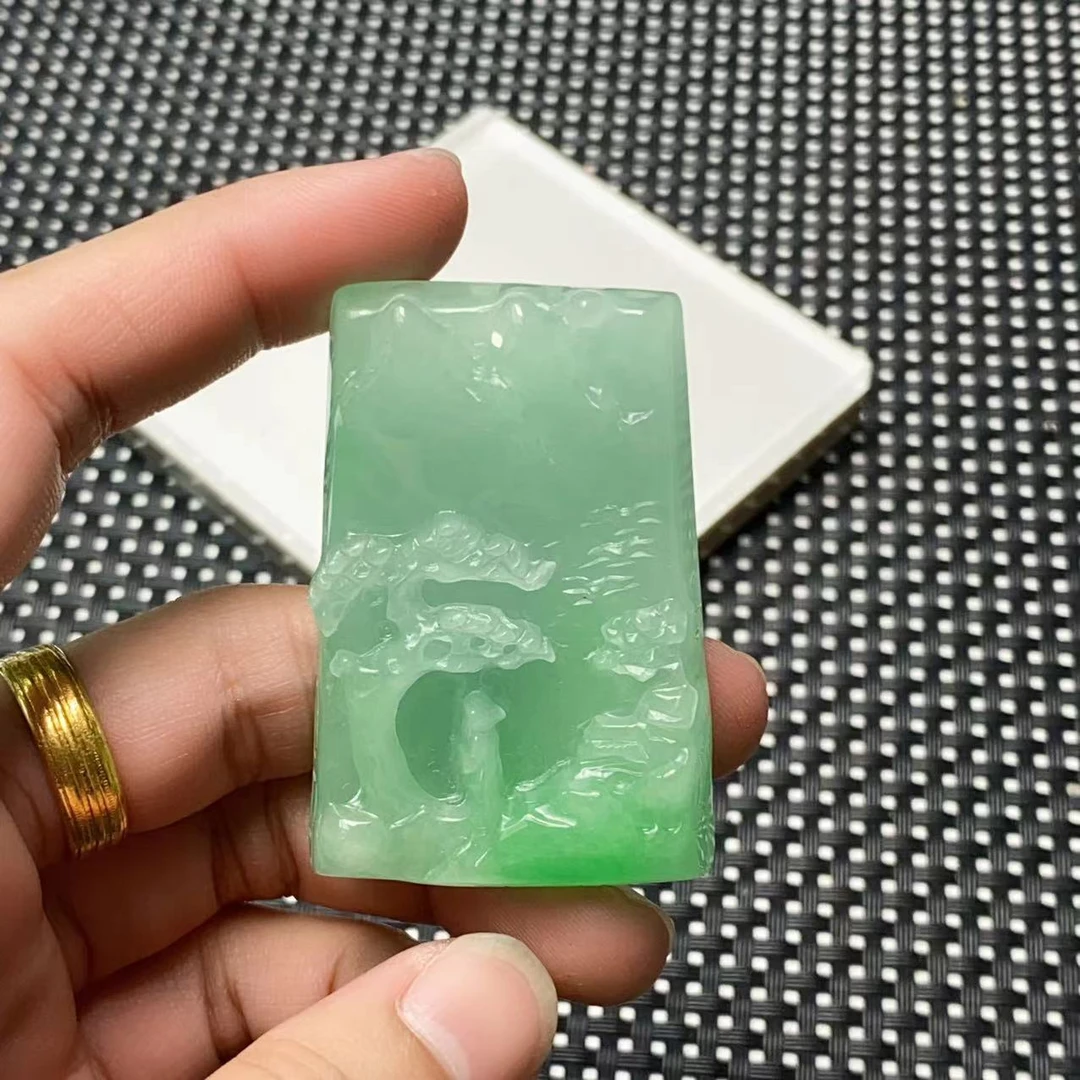 [聚小石]A1087绿色山水牌设计轻奢时尚手链手串项链