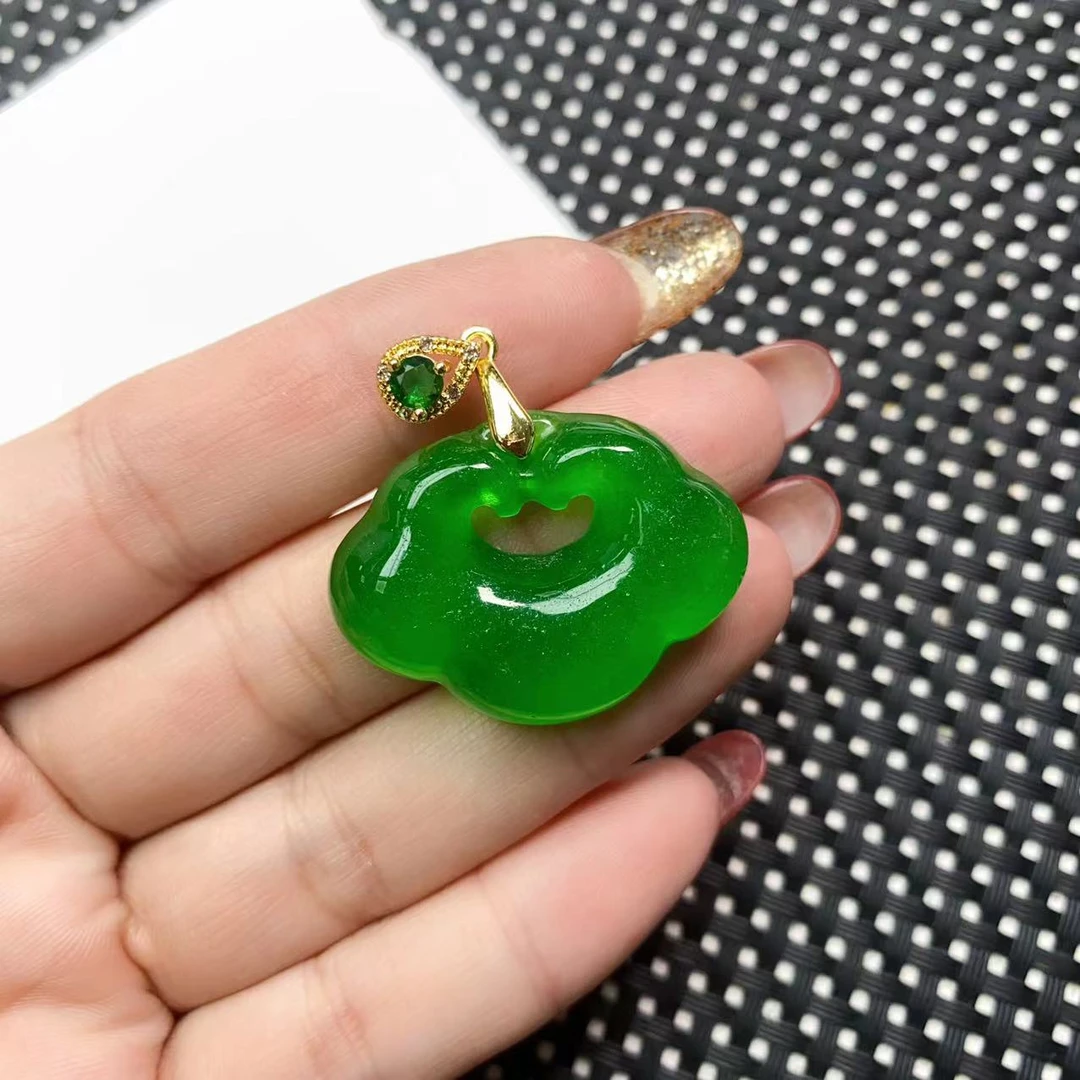 [聚小石]A1125透绿祥云锁吊坠设计轻奢时尚手链手串项链