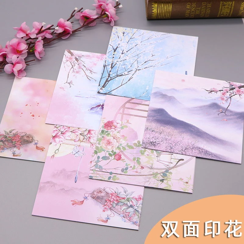 14.2厘米正方形双面复古印花儿童手工折纸彩色正方形折纸