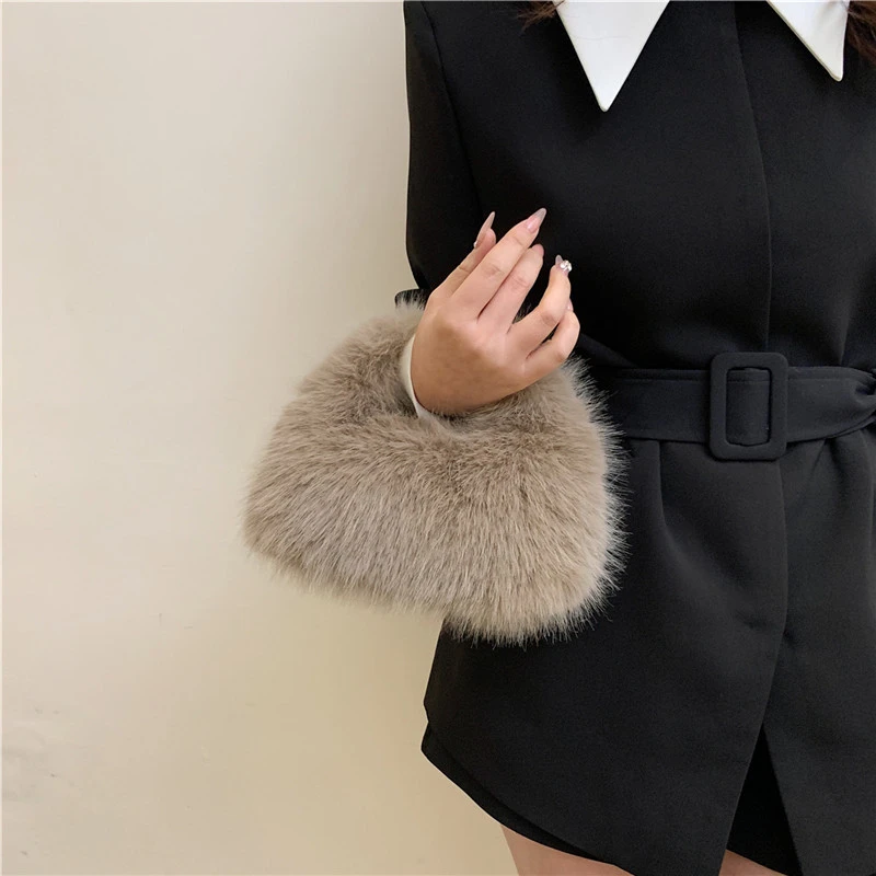 网红百搭毛绒绒韩版小包包斜挎包