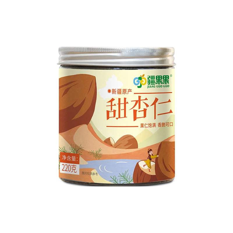 疆果果甜杏仁每日坚果炒货休闲零食新疆特产大颗粒罐装 220g