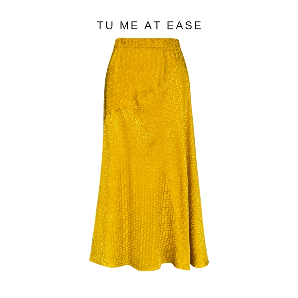 【TuwoZizai】涂我自在_金色提花45°斜裁_ 光泽立裁半身裙鱼尾裙女