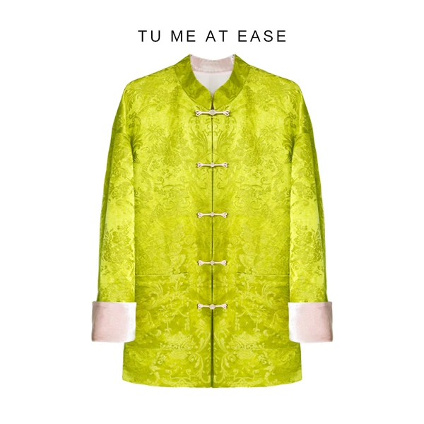 【TuwoZizai】秋香绿丝毛提花中式上衣国风外套高定品质