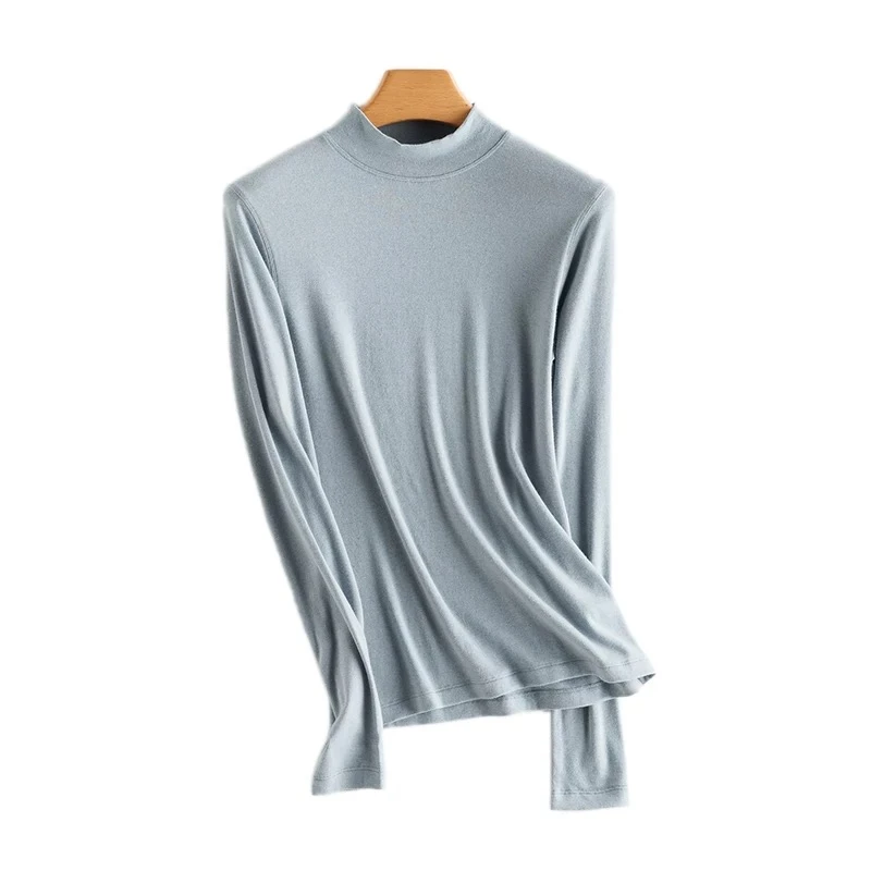 珍珠半高领打底T恤