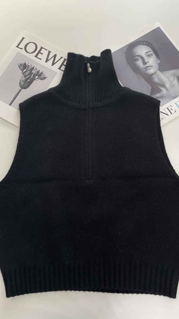 两色翻领立领羊毛马甲(no退no换）