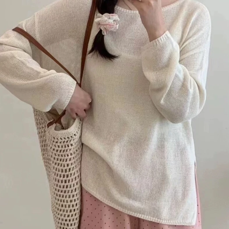 一字领和纸纱夏季宽松罩衫（凉水手洗）透（NO退NO换）