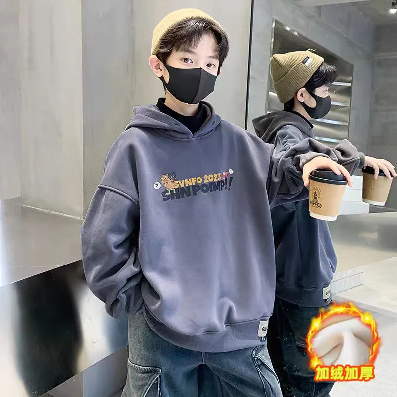 儿童长卫衣男女童冬季加绒打底衫小童秋冬纯棉冬装宝宝一体绒上衣