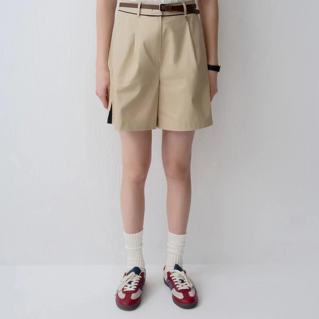 Teenie Weenie小熊短裤2024夏新款ttth242501p百搭高腰宽松