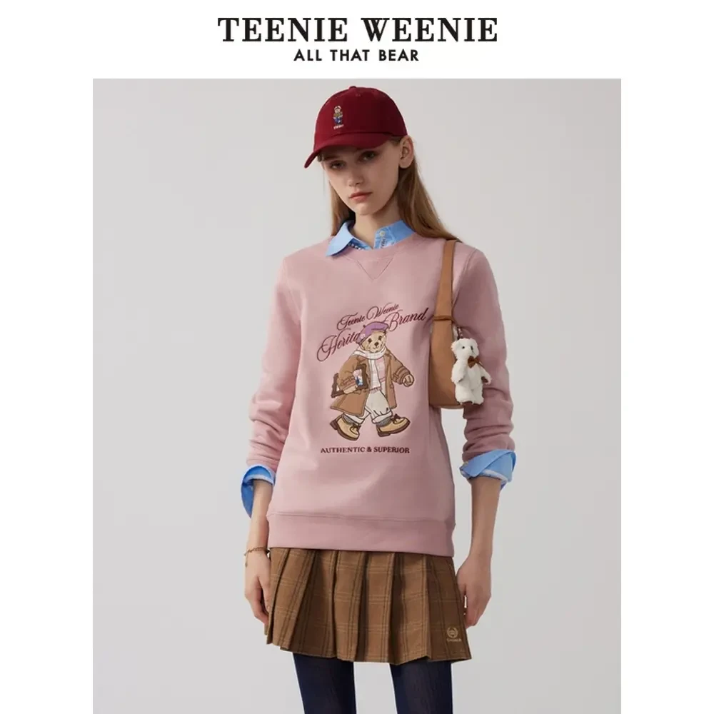 TeenieWeenie小熊女装24年秋索罗娜加绒卫衣甜美上衣TTMA244T02P