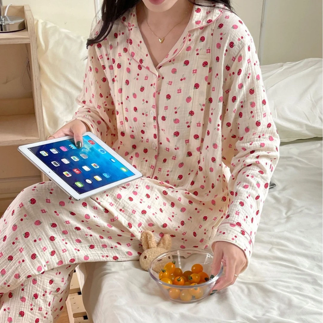大码200斤300斤森系夏季纱布棉纯棉可哺乳月子服孕期睡衣长袖