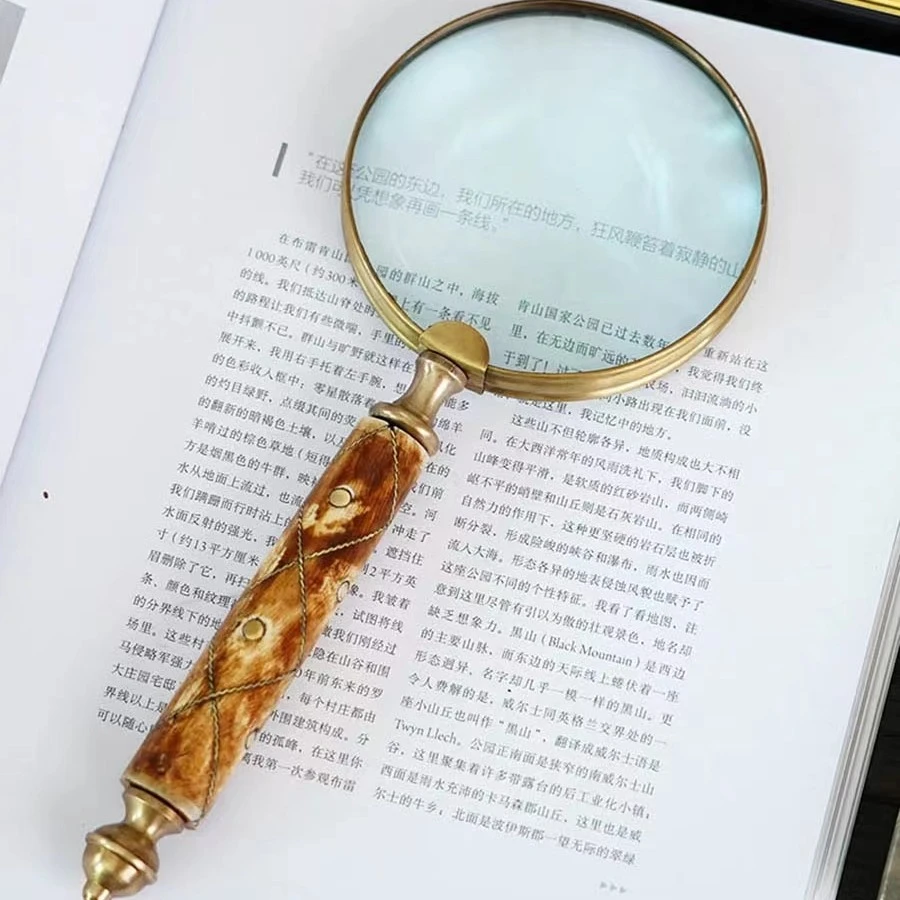 【蜜享家】 印度进口黄铜牛骨放大镜装饰摆件