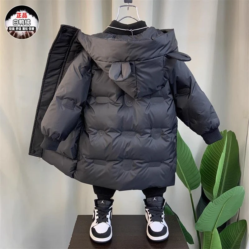 儿童羽绒服男童冬装2024新款帅气宝宝棉袄衣服中长款冬季加厚外套