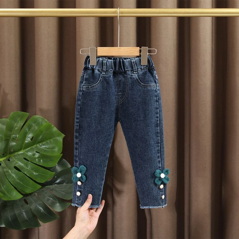 女童洋气修身弹力牛仔裤儿童春秋装新款韩版女宝宝铅笔裤小脚裤子