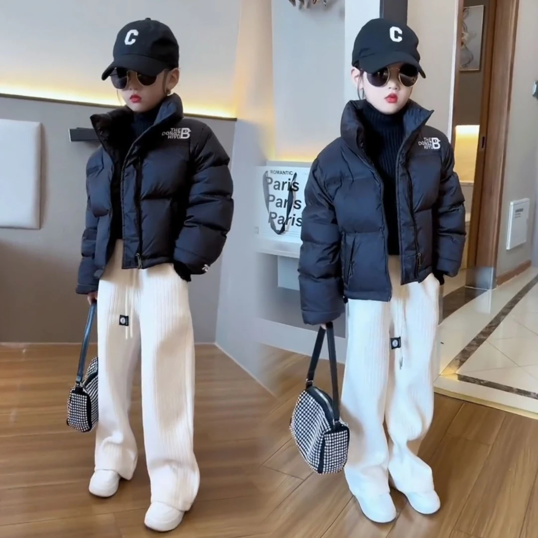 女童冬装羽绒服韩版外套儿童3-12岁休闲洋气短款上衣中大童白鸭绒