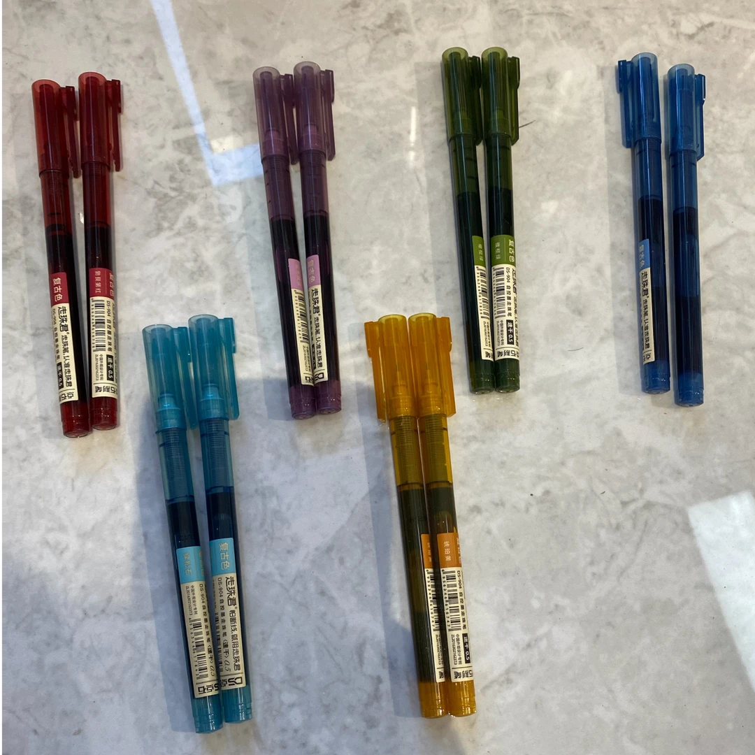 点石直液式走珠彩色中性笔走珠君自控墨随机10支
