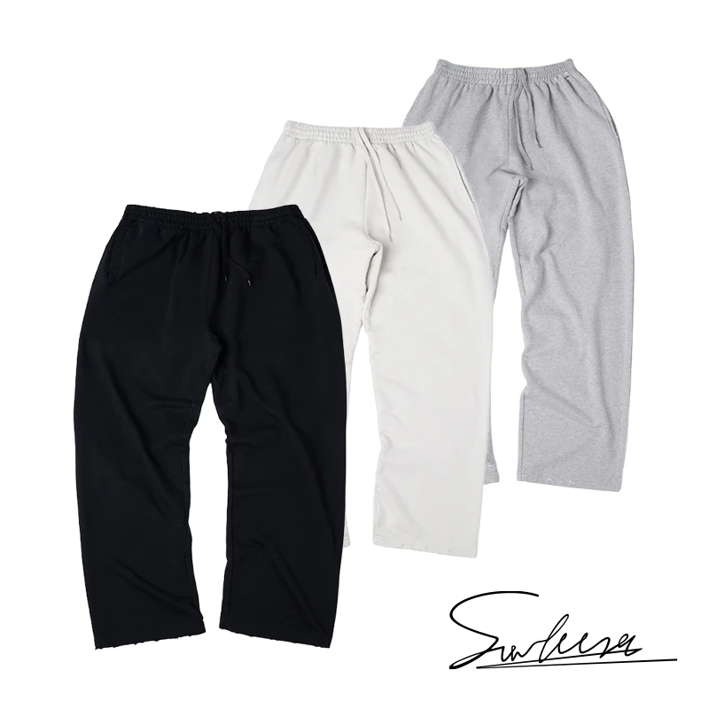 SUNTEEZA立体剪裁水洗宽松直筒弯刀休闲长裤卫裤