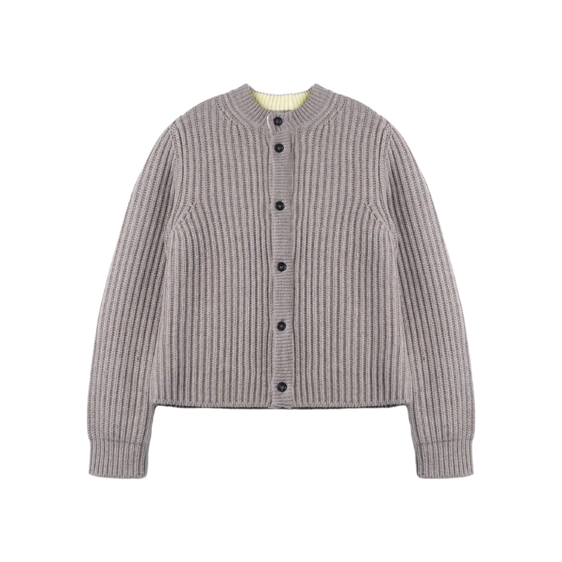 【SUNTEEZA】24FW黄领粗线混纺男女情侣同款针织开衫毛衣夹克外套