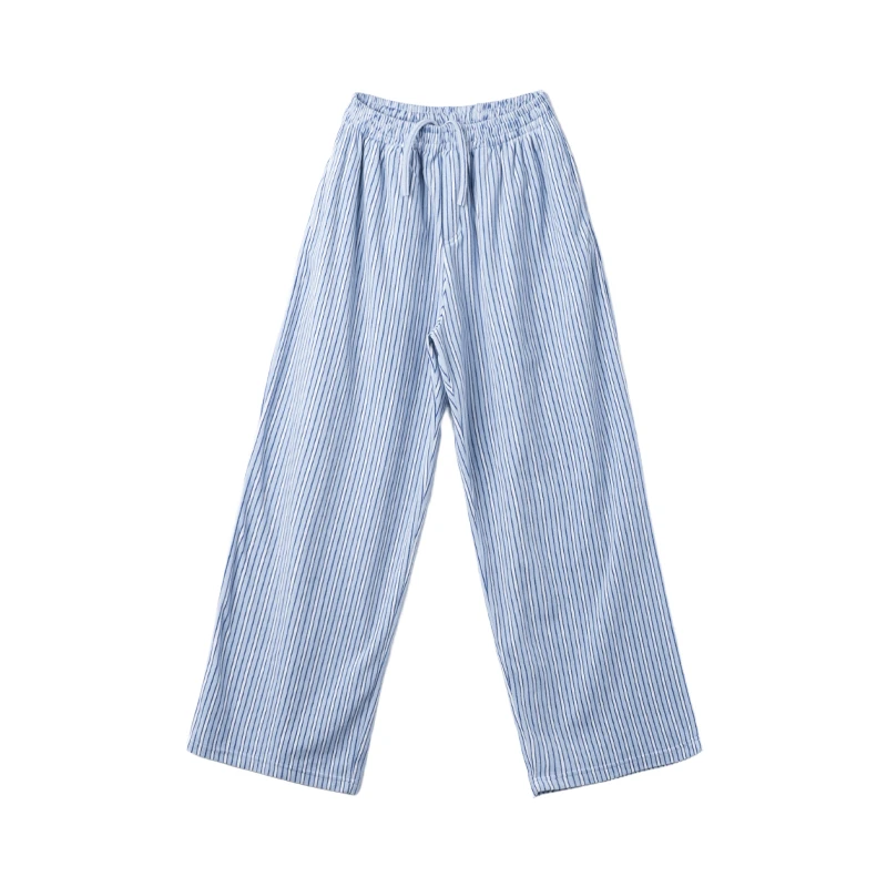 SUNTEEZA巴黎风格24SS睡裤形蓝白条纹简约休闲宽松长裤