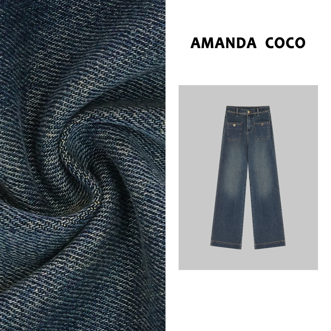 KEY# 欧货潮牌~高定气质显瘦牛仔阔腿裤