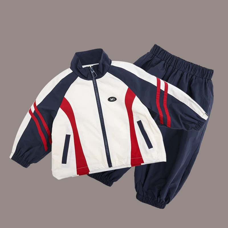 【幂姐】春秋儿童新款潮流运动潮牌冲锋衣外套+裤子套装6334