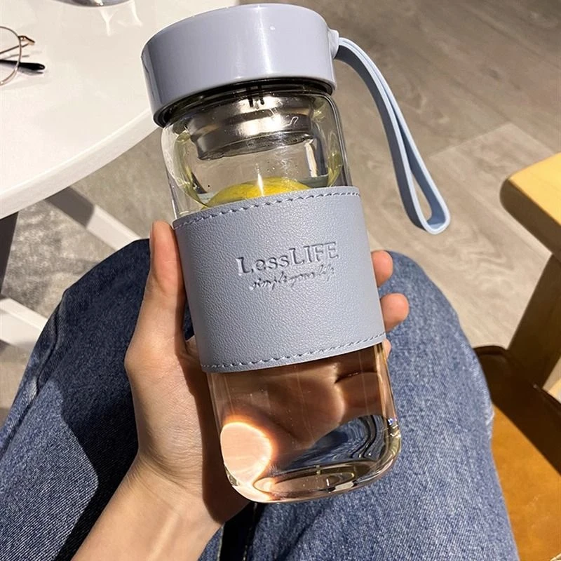 新款高颜值玻璃杯大容量家用带ins男耐高温单层水杯女夏季泡茶杯