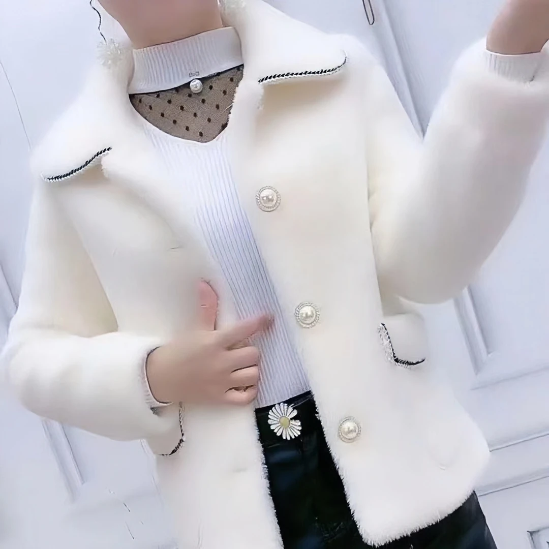 小个子秋冬新款水貂绒外套女2025新品时尚减龄显高毛呢女装潮外套