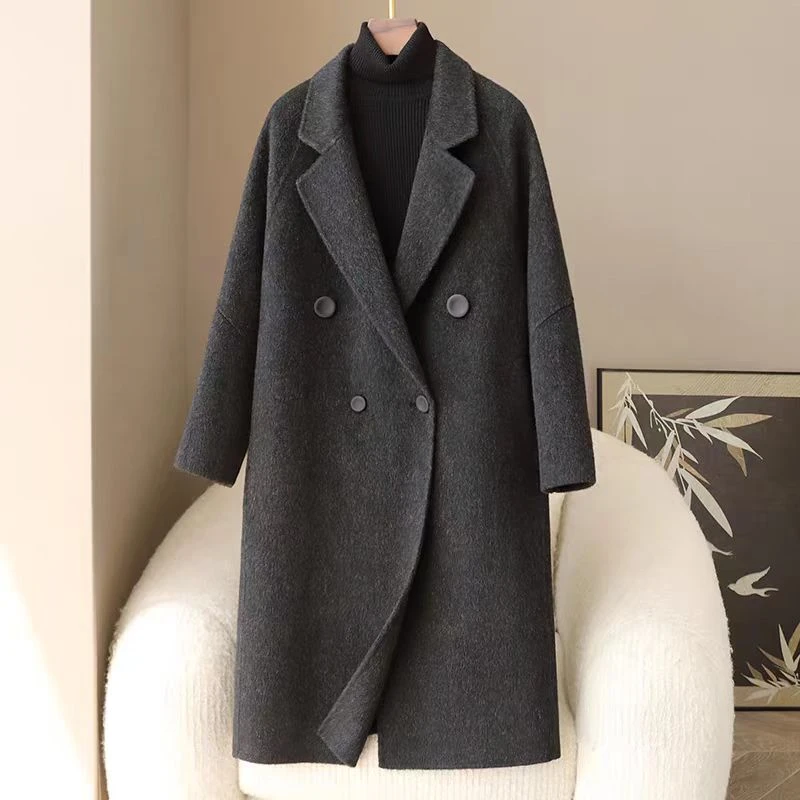 6013小个子韩版大衣秋冬中长款茧型小个子加厚毛呢外套 时尚百搭