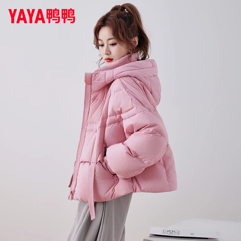 YAYA/鸭鸭小香风短款羽绒服女2024新款韩版保暖面包服小个子外套