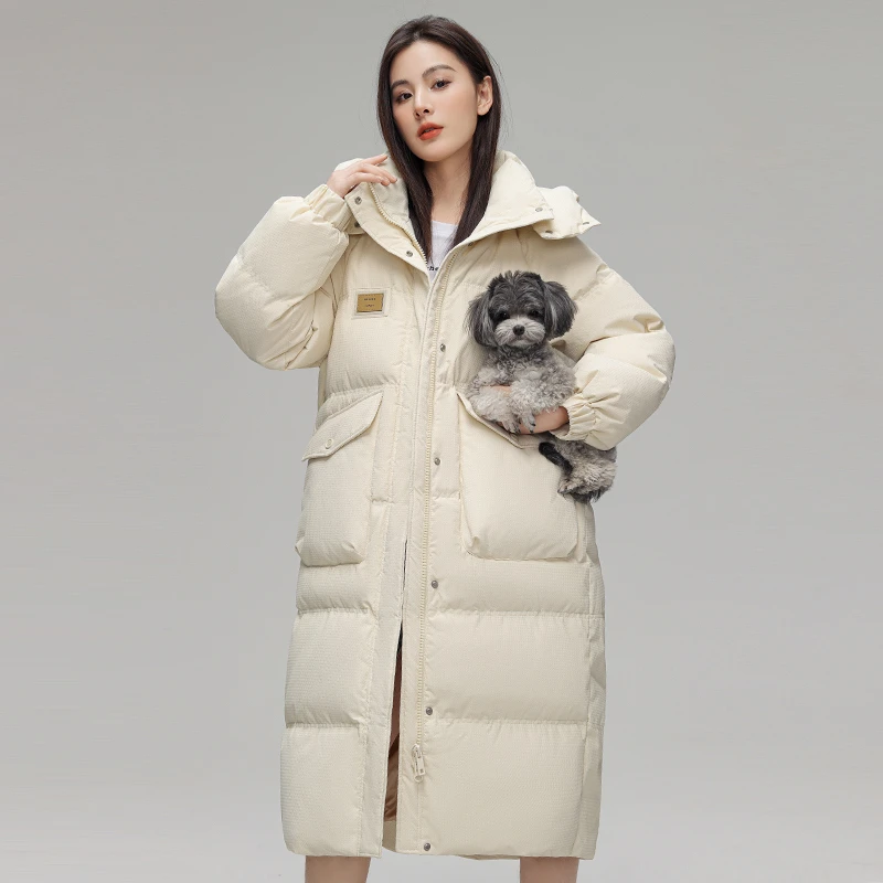 羽绒服女2025年冬季新款时尚连帽加厚长款连好羽绒