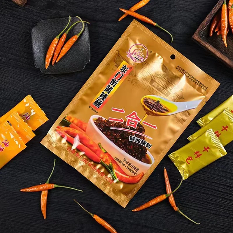 东门街黄辣蘸麻辣辣椒面干料油料包二合一124g蒜油蘸料食用调味料