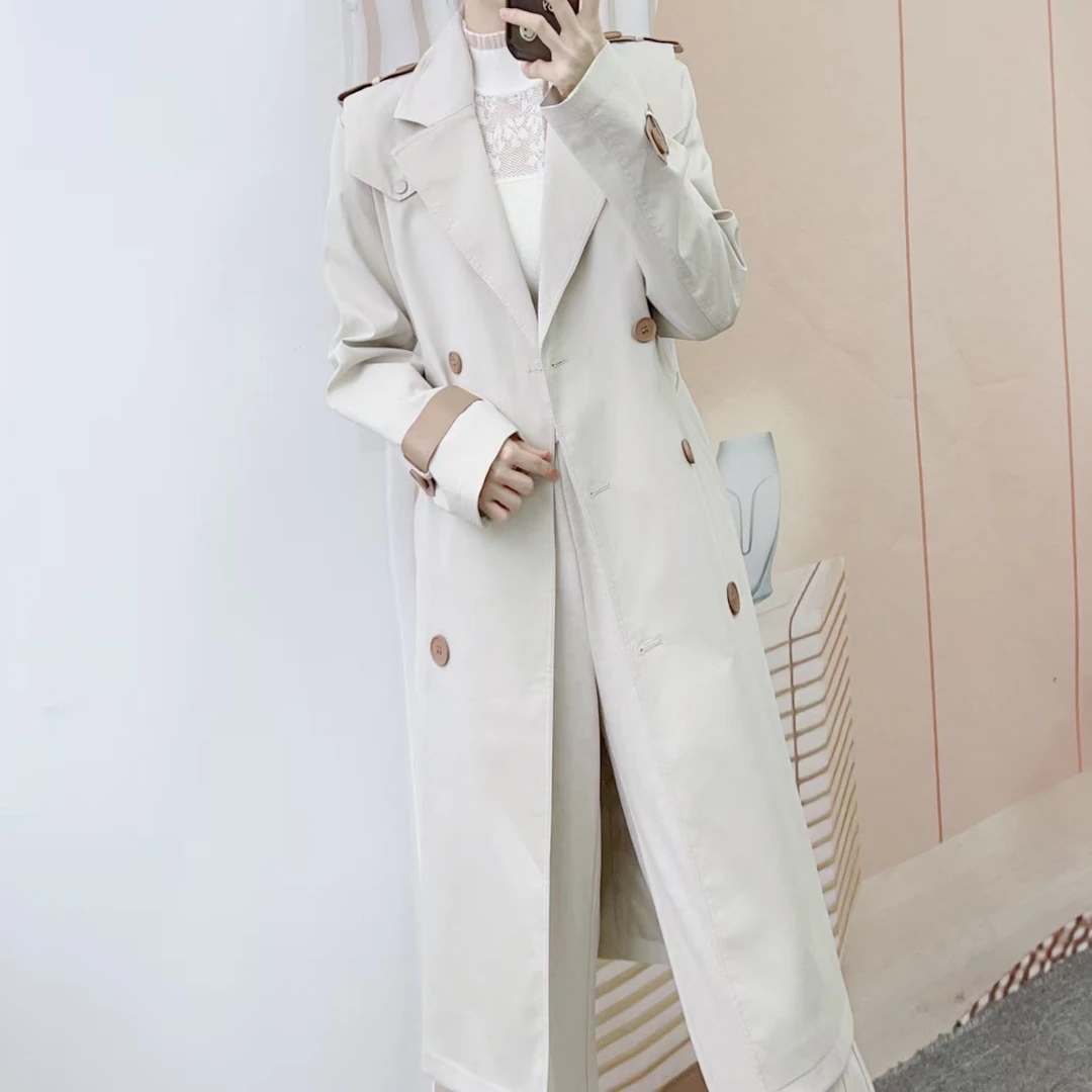 015气质时尚翻领百搭双排扣中长风衣015/D5