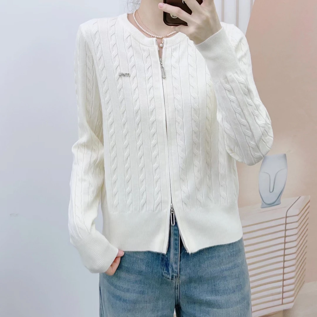 619纯色拉链长袖针织开衫毛衣 8619/C1