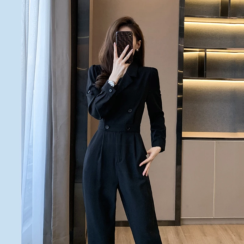 高级感西装连体裤套装女夏长裤高档洋气阔腿显瘦春秋季工装连衣裤