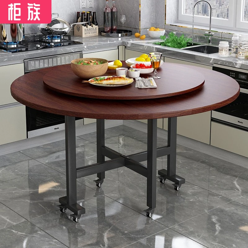 折叠桌圆桌餐桌吃饭餐桌创意简易可折叠圆形饭桌子出租屋吃饭桌