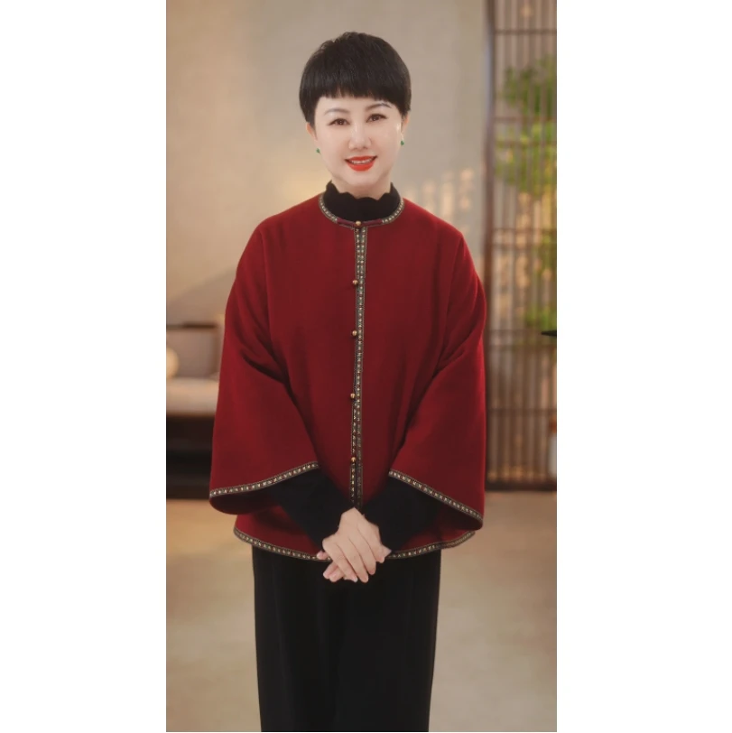 直播间特价 2025年秋冬羊绒羊毛新中式圆领国风盘扣外套D17