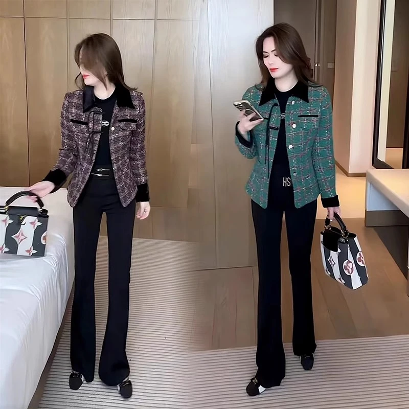 格子秋装外套2024女装新款今年流行时尚短款春秋洋气质小个子上衣