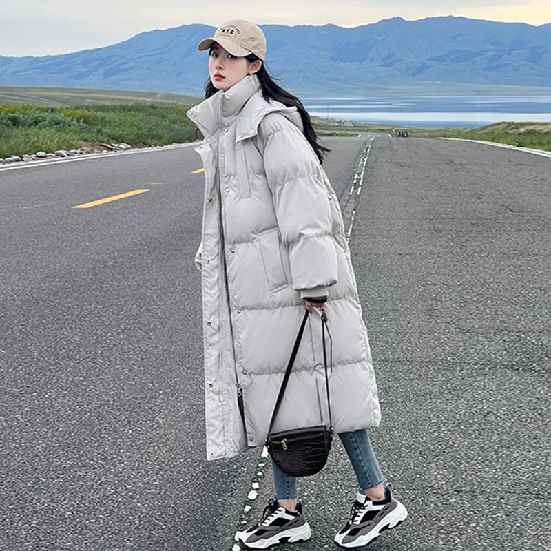 2025年冬季新款加厚oversize棉服女长款韩版宽松连帽棉衣女外套潮