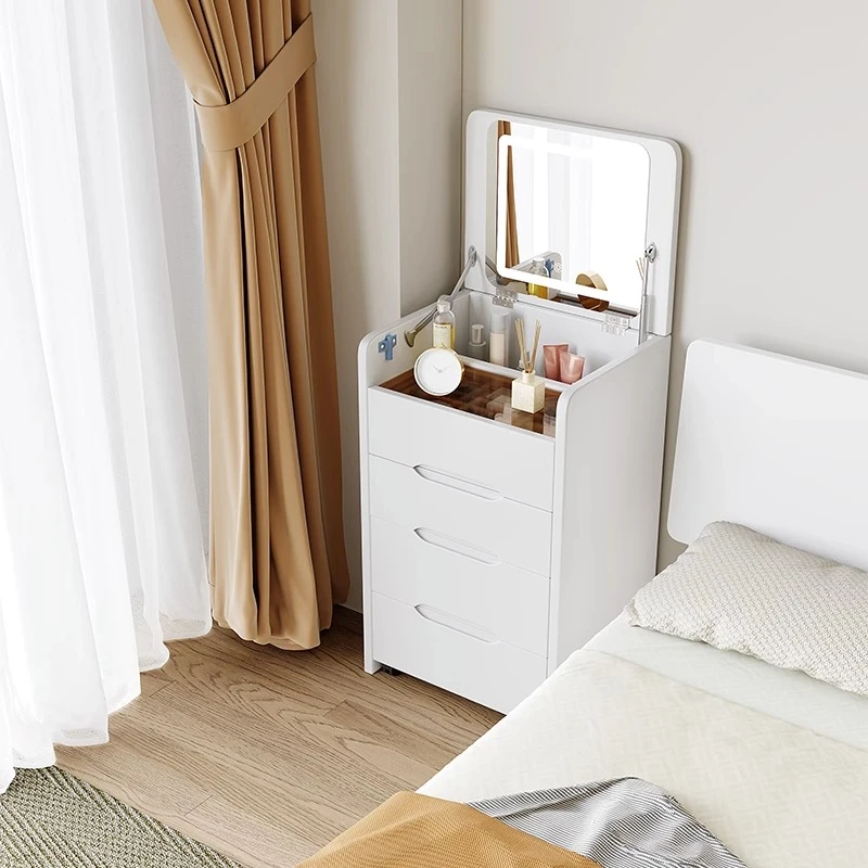 实木梳妆台小户型家用卧室床头柜一体化妆桌迷你翻盖收纳柜化妆柜