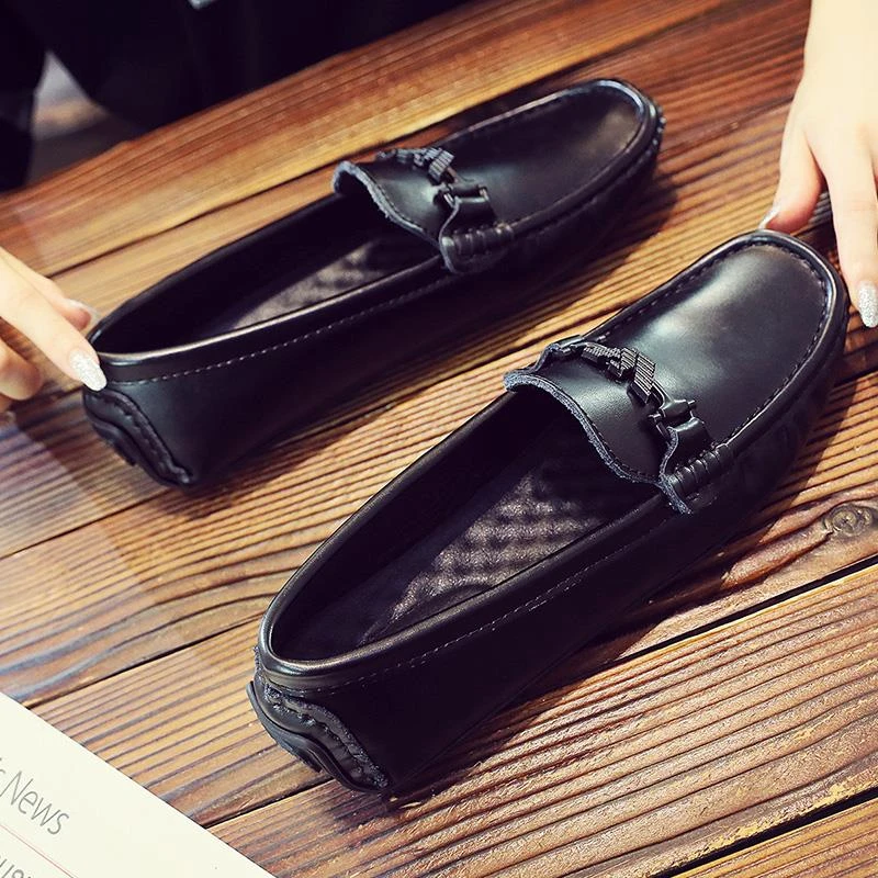 秋季男鞋豆豆鞋男2025新款潮流真皮韩版透气懒人软底休闲鞋一脚蹬