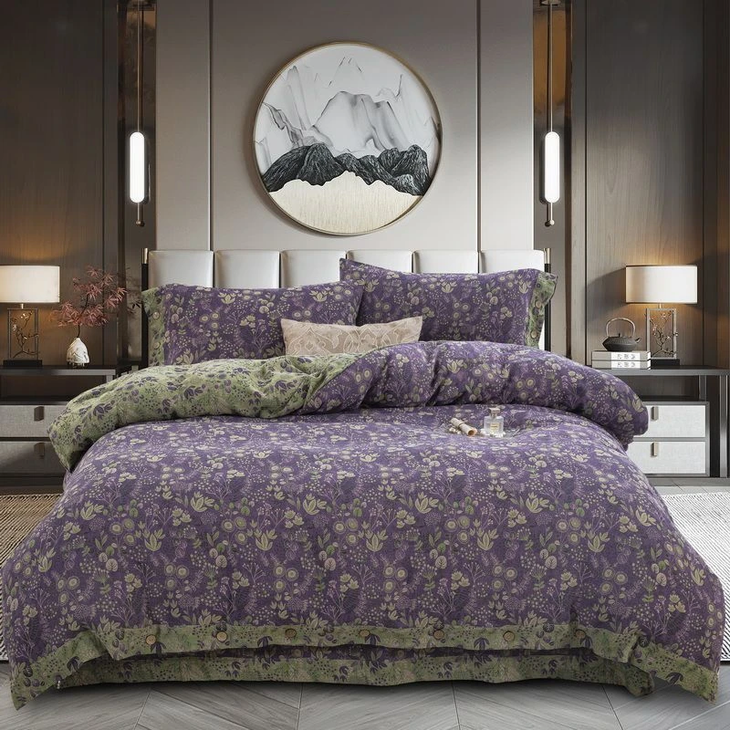【普罗旺斯紫】全棉双层纱双纱四件套床单被套双面轻奢家用床上用品