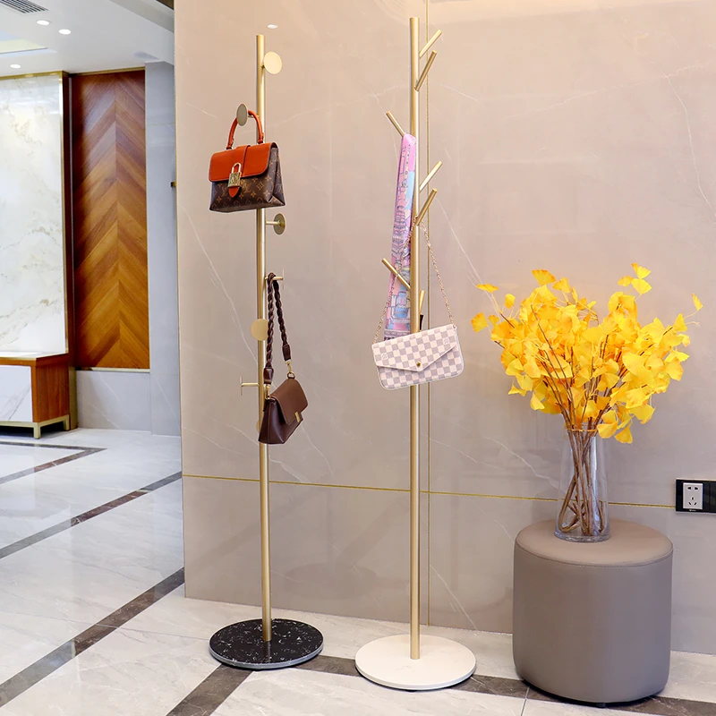 雅悟大理石衣帽架卧室内简易家用挂衣架轻奢单杆式收纳挂衣挂包架
