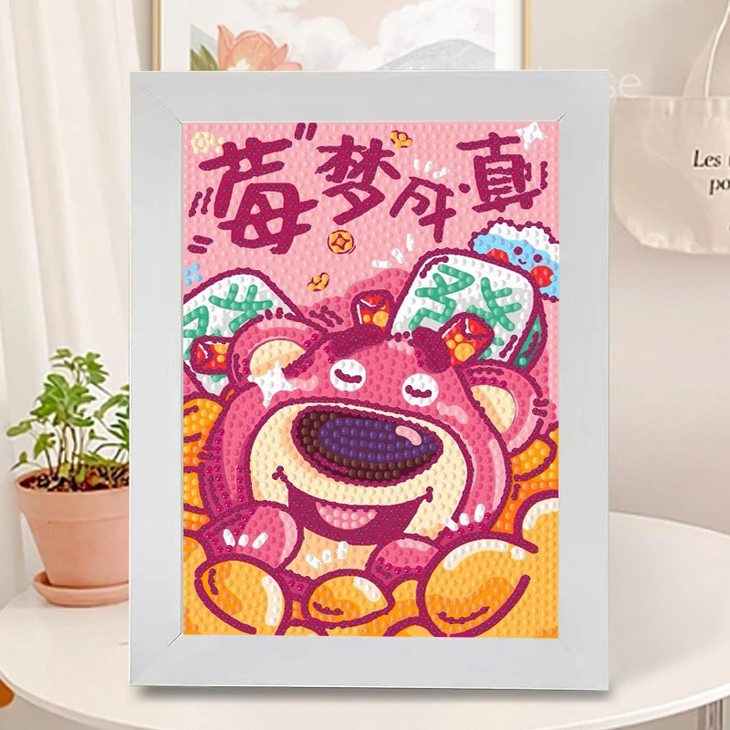 钻石画点钻画草莓熊