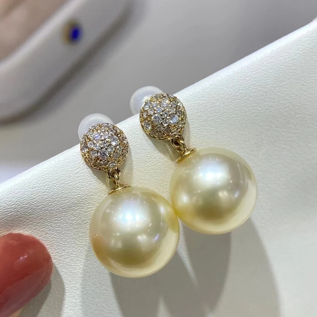 【漠叔】18K金正圆极光干枯金珠耳环