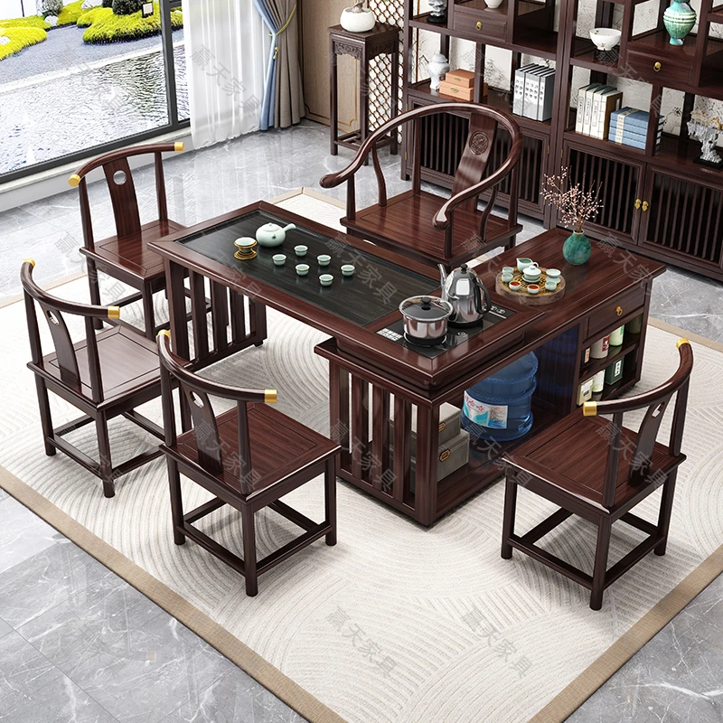 中式茶桌小型家用泡茶台阳台客厅360旋转茶桌【赢天专属】一整套