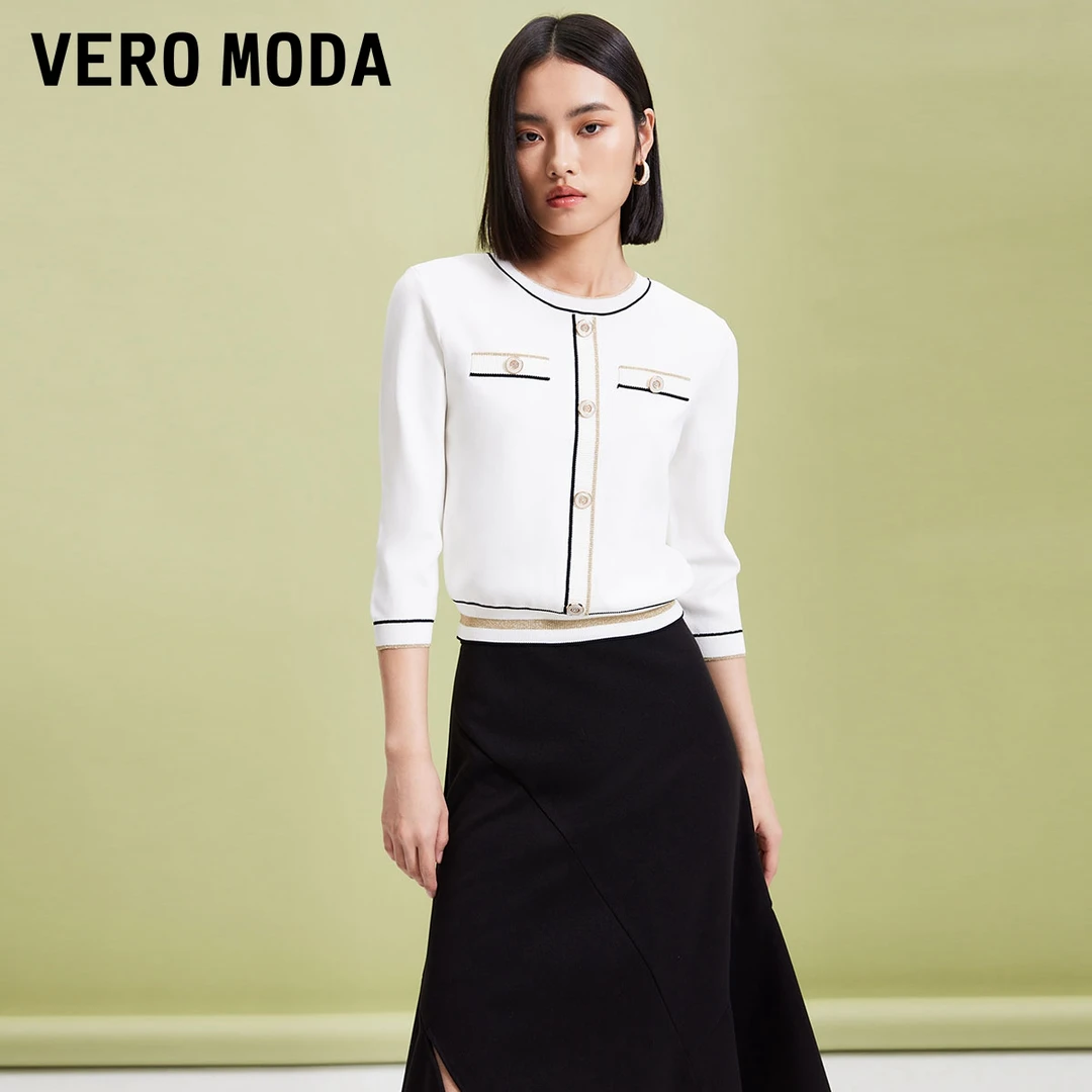 Vero Moda针织衫商场同款新品优雅气质圆领七分袖上衣女325124034
